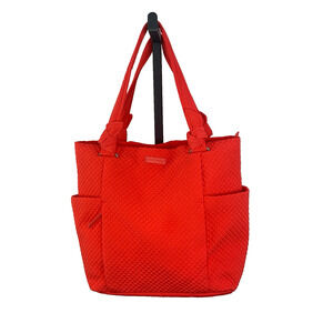 Vera Bradley Hadley Large Tote Bag Canyon Sunset Orange Multi Pockets Quilted